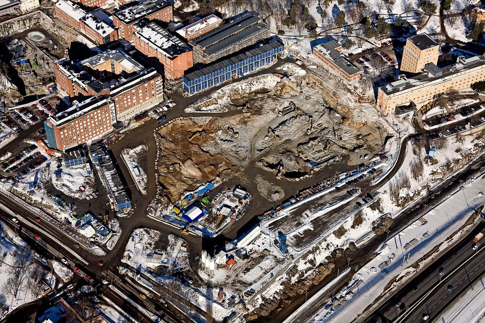 KS-bygget vid Norrbacka mars 2011 (Flygfoto).